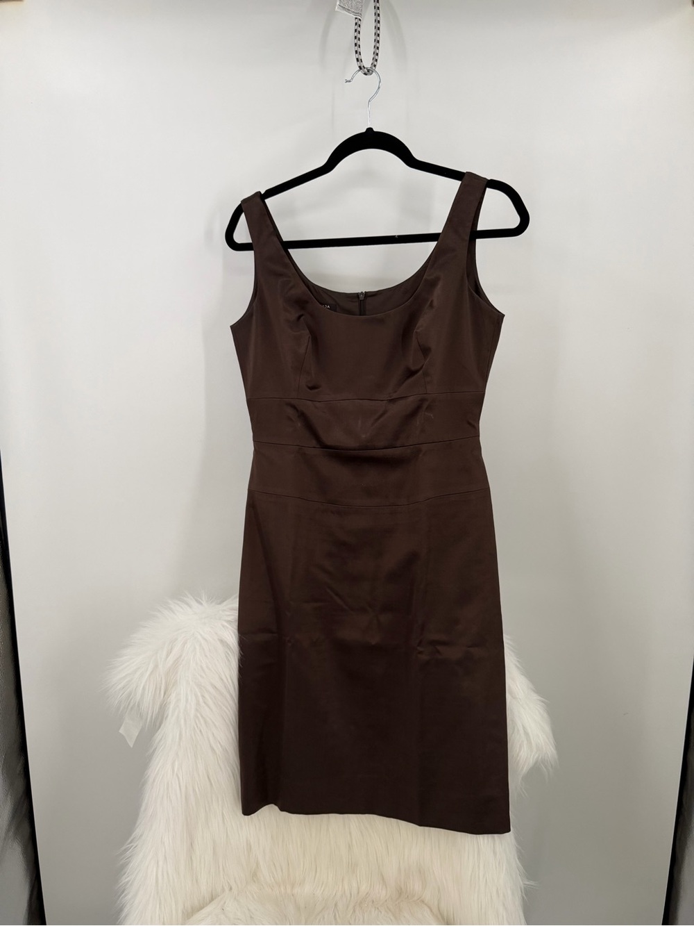 Escada Chocolate Brown Sleeveless Sheath Dress, Size 38= Size 8